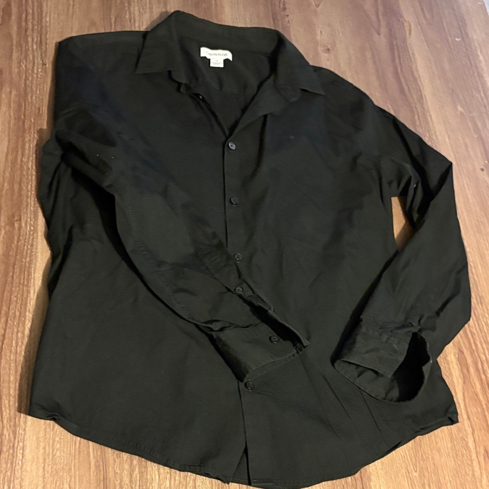 Calvin Klein Men's Black Casual Button Down Shirt